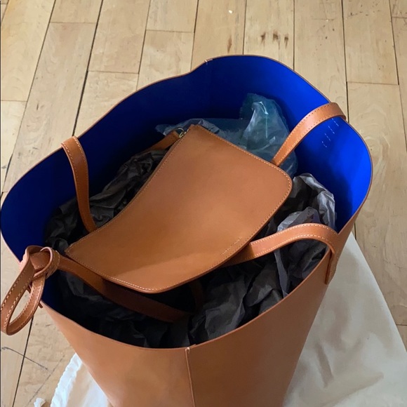 Mansur Gavriel Large Tote Cammello/Royal blue - Picture 7 of 16